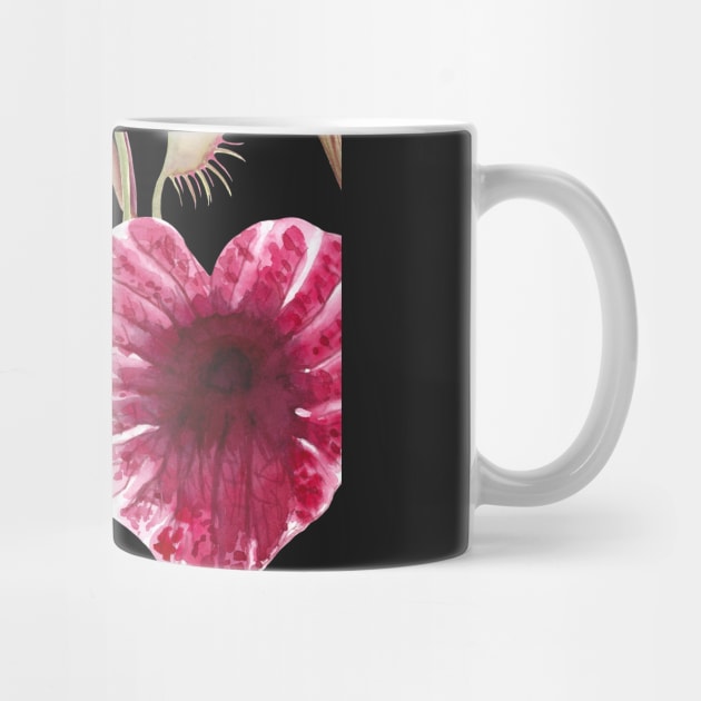 Exotic flowers, Carnivorous plants tropical print. Watercolor Pelican flower, Venus Flytrap by likapix